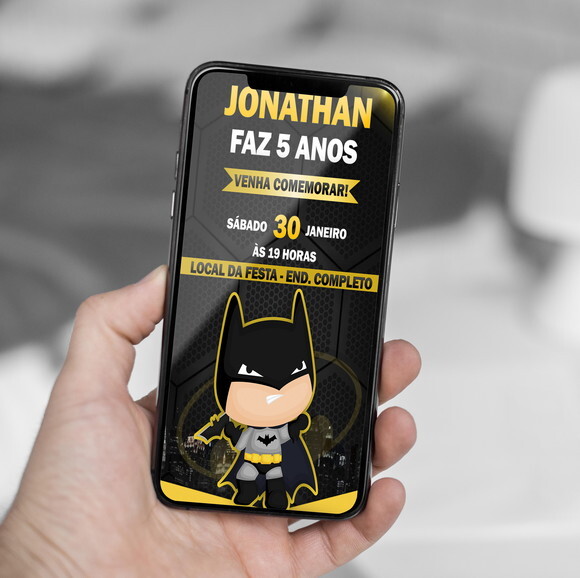 Convite de Aniversário Batman Cute