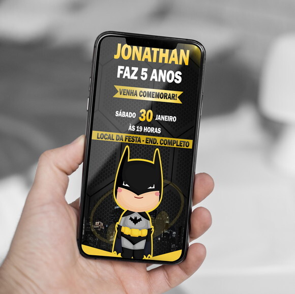Convite de Aniversário Batman Cute