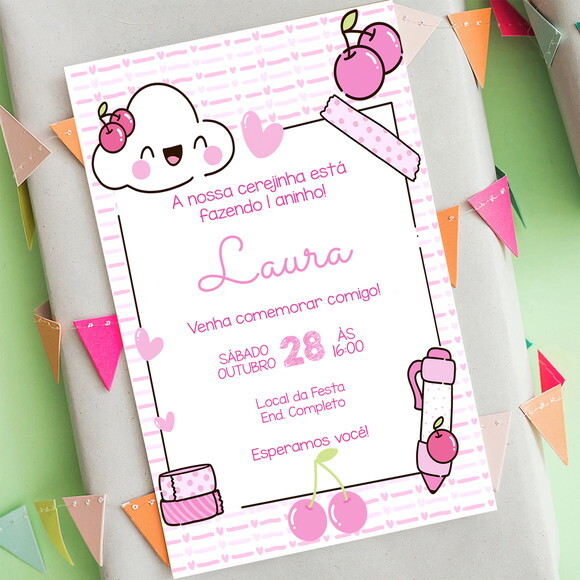Convite de Aniversário Cereja