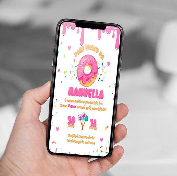 Convite de Aniversário Doces e Donuts Digital Online