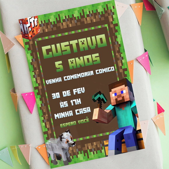 Convite de Aniversário Minecraft, Convite Digital