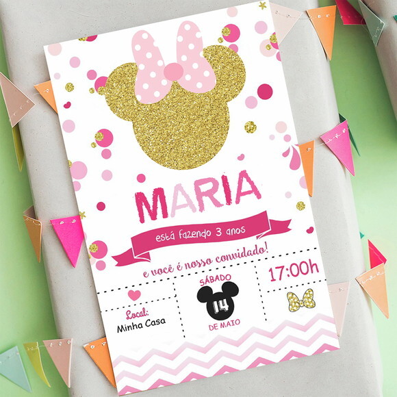 Convite de Aniversário Minnie, Convite Digital