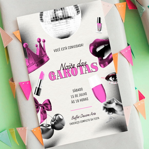 Convite de Aniversário Noite das Garotas
