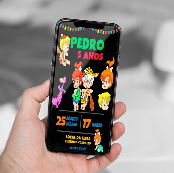 Convite de Aniversário os Flintstones Digital Online