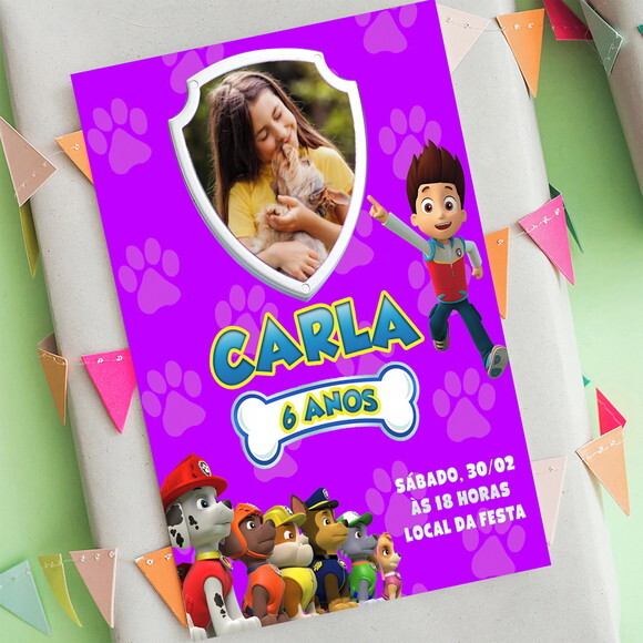 Convite de Aniversário Patrulha Canina, Convite Digital