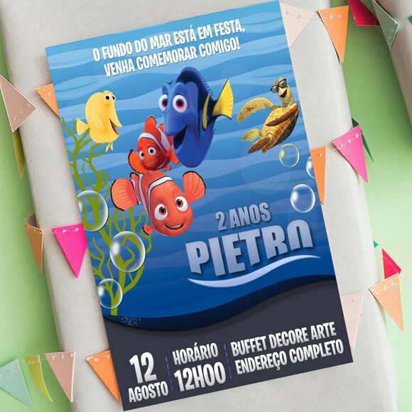Convite de Aniversário Procurando Nemo, Convite Digital