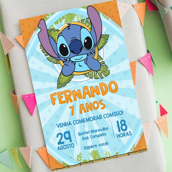 Convite de Aniversário Stitch