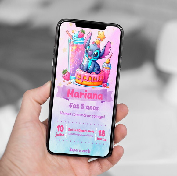 Convite de Aniversário Stitch Candy