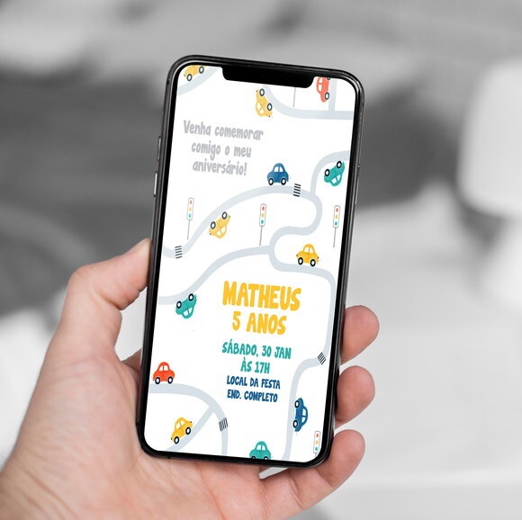 Convite Digital - Meios de Transporte / Carrinhos