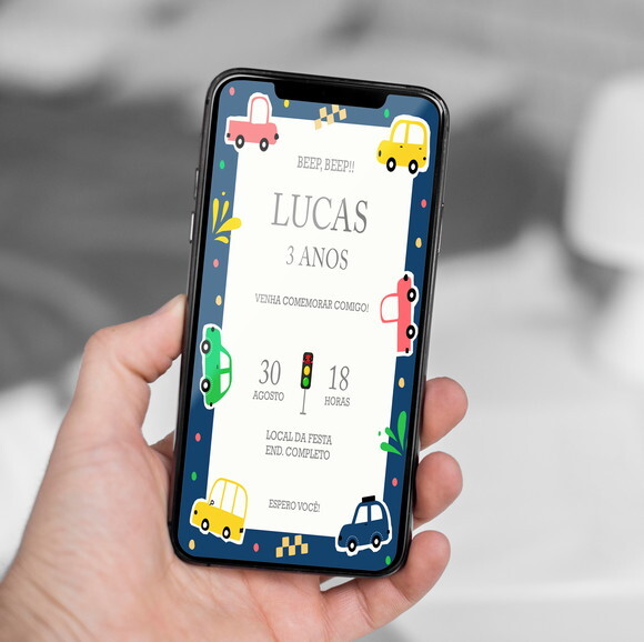 Convite Digital - Meios de Transporte / Carrinhos