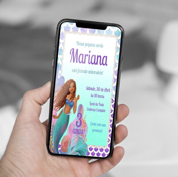 Convite Digital a Pequena Sereia Ariel
