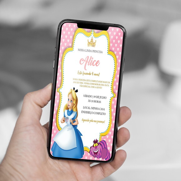 Convite Digital Alice no País das Maravilhas