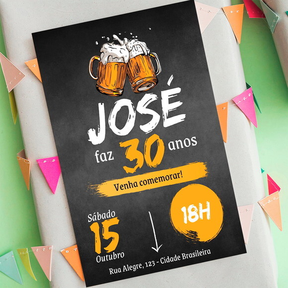 Convite Digital Aniversário Homem