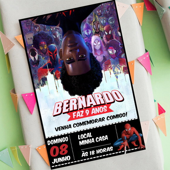 Convite Digital Aniversário Homem Aranha no Aranha Verso