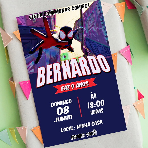 Convite Digital Aniversário Homem Aranha no Aranha Verso