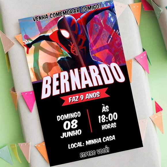 Convite Digital Aniversário Homem Aranha no Aranha Verso