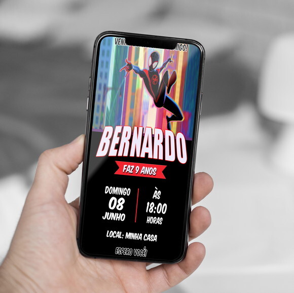 Convite Digital Aniversário Homem Aranha no Aranha Verso