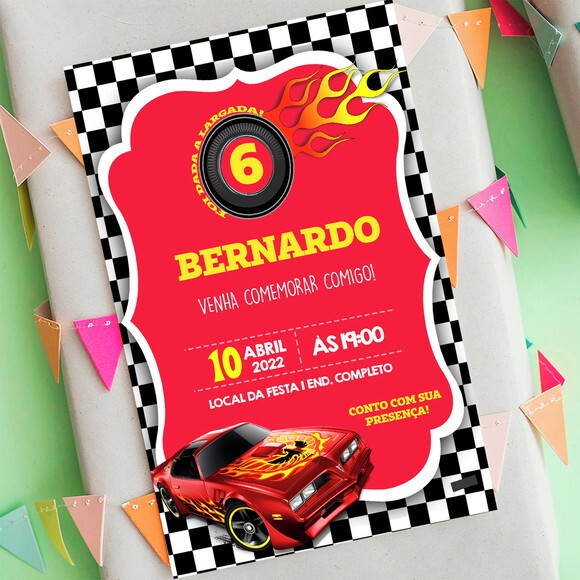 Convite Digital Aniversário Hot Wheels