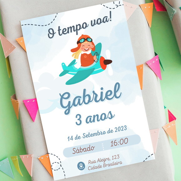 Convite Digital Aniversário o Tempo Voa