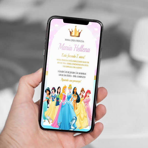 Convite Digital Aniversário Princesas da Disney