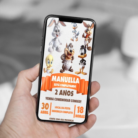 Convite Digital Baby Looney Tunes