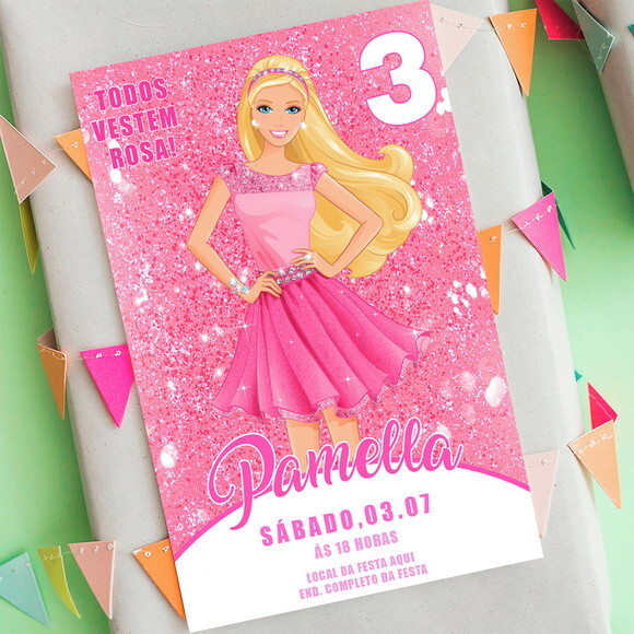 Convite Digital Barbie Festa Aniversário Adulto