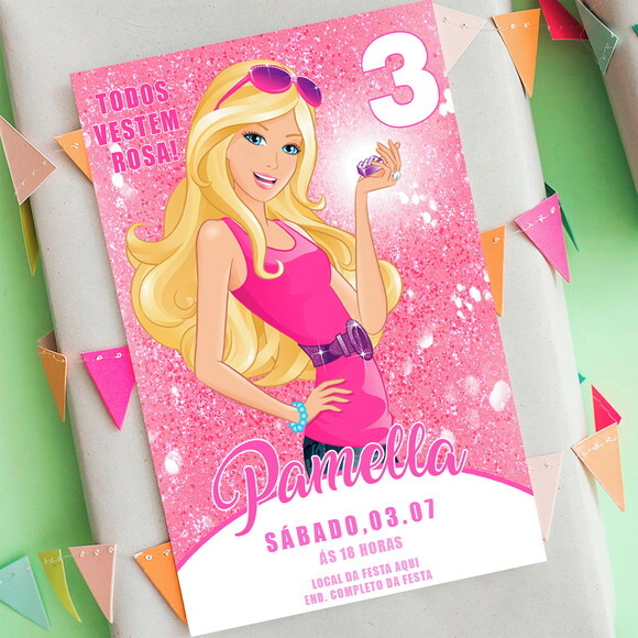 Convite Digital Barbie Festa Aniversário Adulto