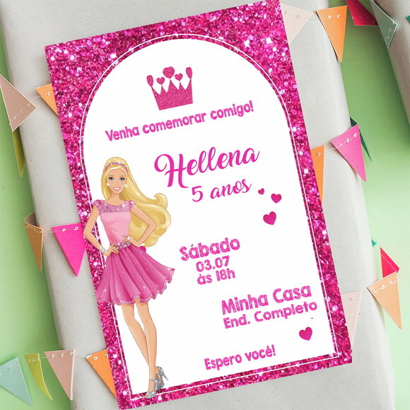 Convite Digital Barbie Festa Aniversário Barbie
