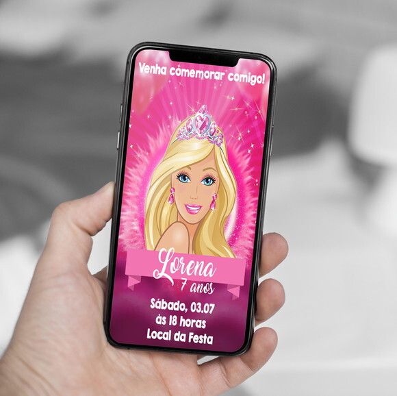 Convite Digital Barbie Rosa