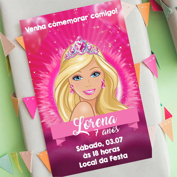 Convite Digital Barbie Rosa
