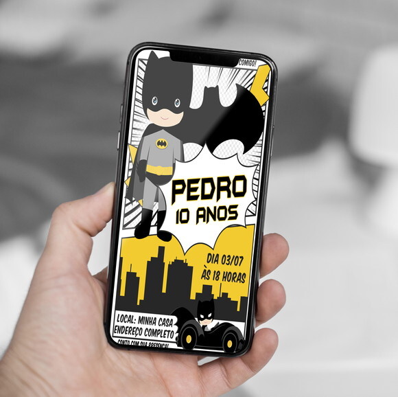 Convite Digital Batman Baby Aniversário Infantil
