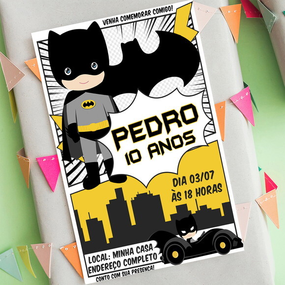 Convite Digital Batman Baby Aniversário Infantil