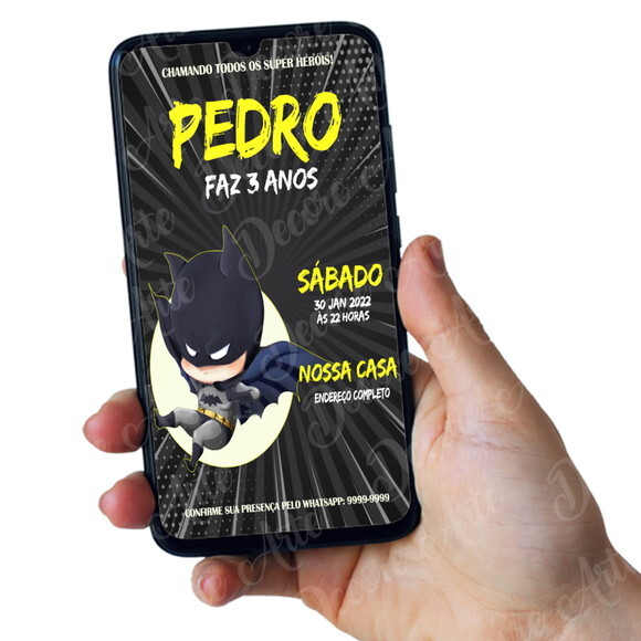 Convite Digital Batman Baby Aniversário Infantil