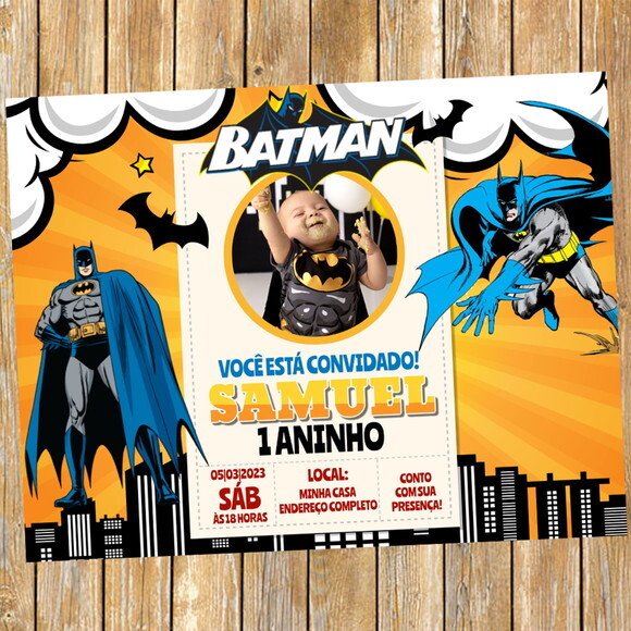 Convite Digital Batman com Foto