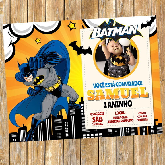 Convite Digital Batman com Foto