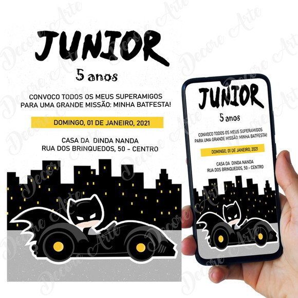 Convite Digital Batman Convite Aniversário Batman Digital