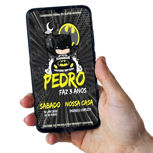 Convite Digital Batman Baby Aniversário Infantil