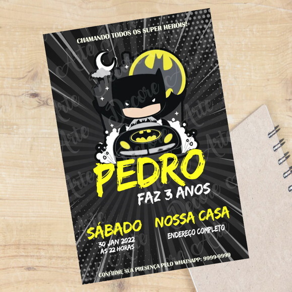 Convite Digital Batman Baby Aniversário Infantil