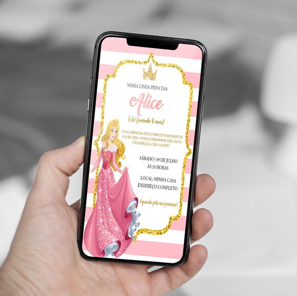 Convite Digital Bela Adormecida Princesa da Disney