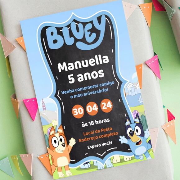 Convite Digital Bluey e Bingo