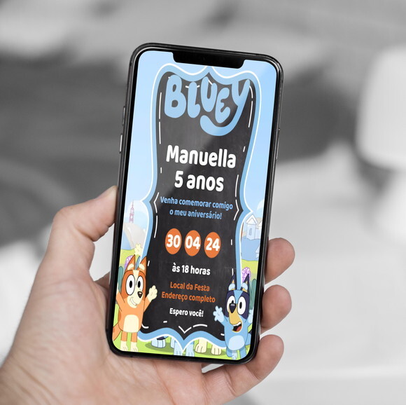 Convite Digital Bluey e Bingo