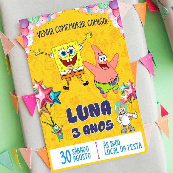 Convite Digital Bob Esponja