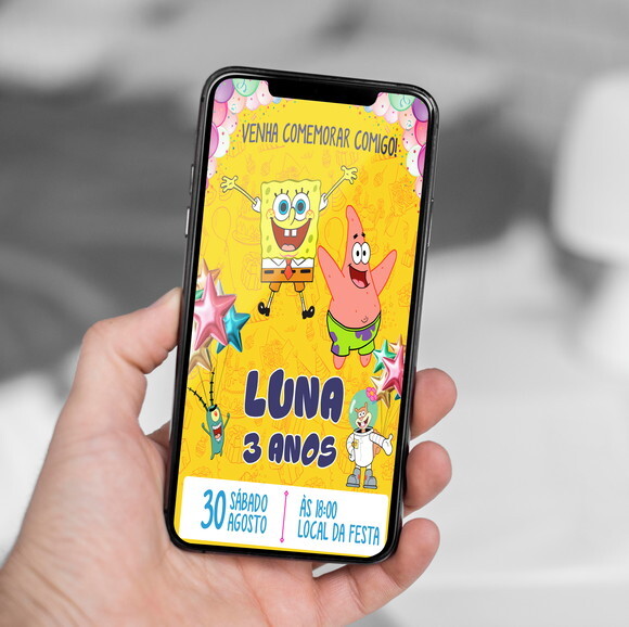 Convite Digital Bob Esponja