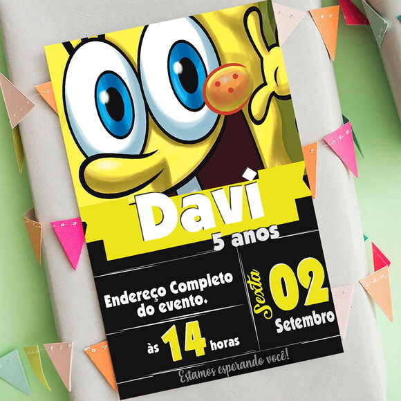 Convite Digital Bob Esponja