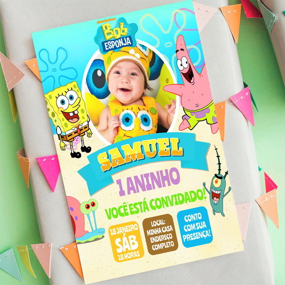 Convite Digital Bob Esponja