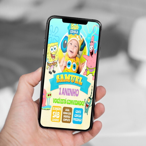 Convite Digital Bob Esponja
