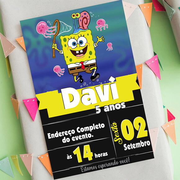 Convite Digital Bob Esponja