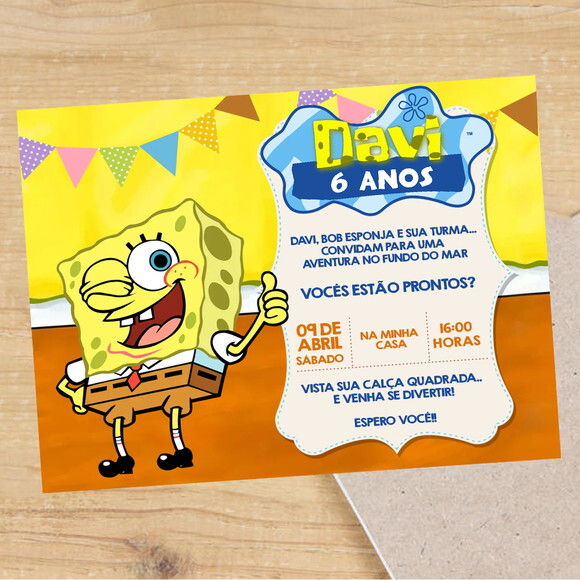 Convite Digital Bob Esponja