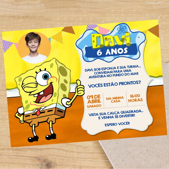 Convite Digital Bob Esponja