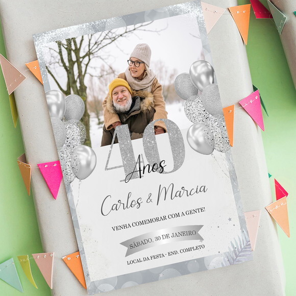 Convite Digital Bodas de Casamento 10, 20, 30, 40 Anos